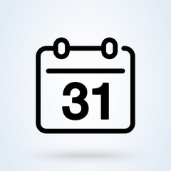 Calendar or date sign line icon or logo. date, holiday, important day concept. Date and time, linear Design illustration.