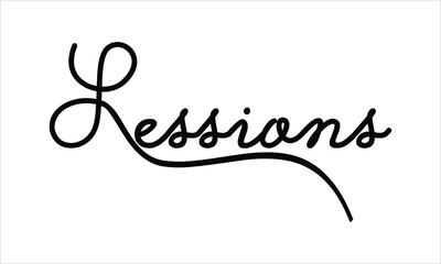 Sessions Black script Hand written thin Typography text lettering and Calligraphy phrase isolated on the White background 