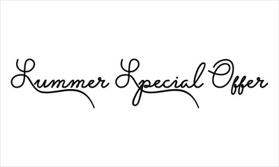  Summer Special Offer Black script Hand written thin Typography text lettering and Calligraphy phrase isolated on the White background 