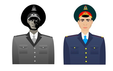 Kazakh police officers in uniform vector illustration