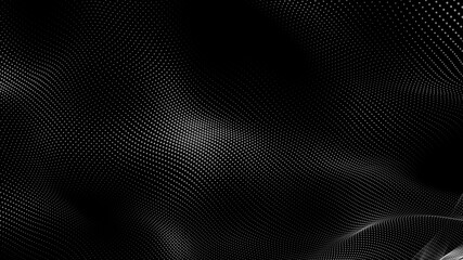 Dot white black wave technology texture background. Abstract big data digital concept. 3d rendering.