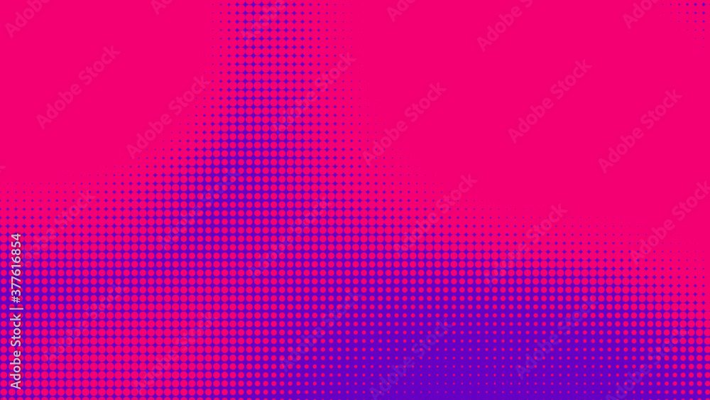 Poster dots halftone purple pink color pattern gradient texture with technology digital background. pop art