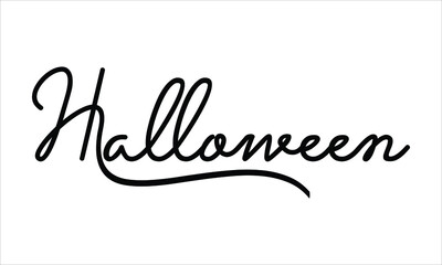 Halloween Hand written Black script  thin Typography text lettering and Calligraphy phrase isolated on the White background 