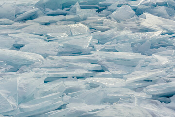 Fototapeta na wymiar No pattern breaking surface water ice lake, winter season natural landscape background
