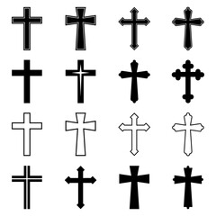 christian cross icon vector symbol of religion isolated illustration white background