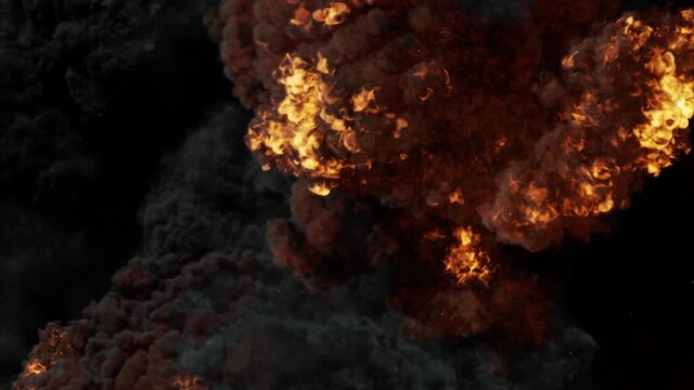 Realistic fire explosion transition with alpha stock video. Fire Explosion Transition To The Camera With Alpha Channel.	