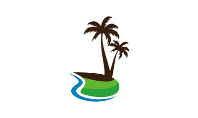 beach palm logo vector