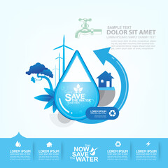 Save water concept Ecology vector.