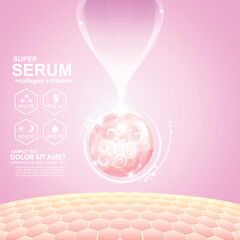 serum drop and vitamin beauty skincare vector concept cosmetic for skin. - obrazy, fototapety, plakaty