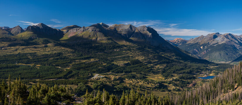 Molas Pass mountain landscape panorama, Colorado