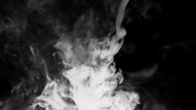 Texture of white smoke on a black background. Slow motion. Vape smoke. cigarette smoke clud.
