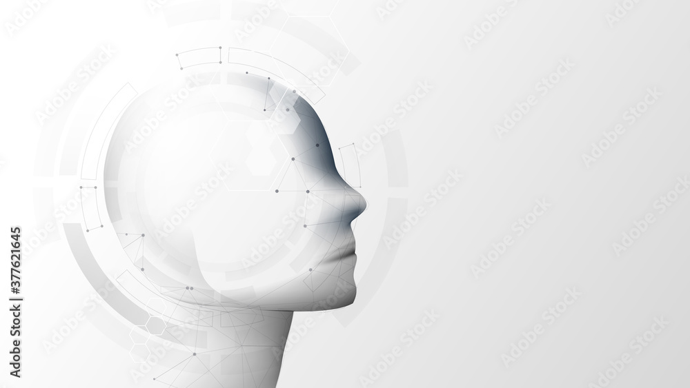 Poster ai, artificial intelligence. ai digital brain. abstract futuristic technology background