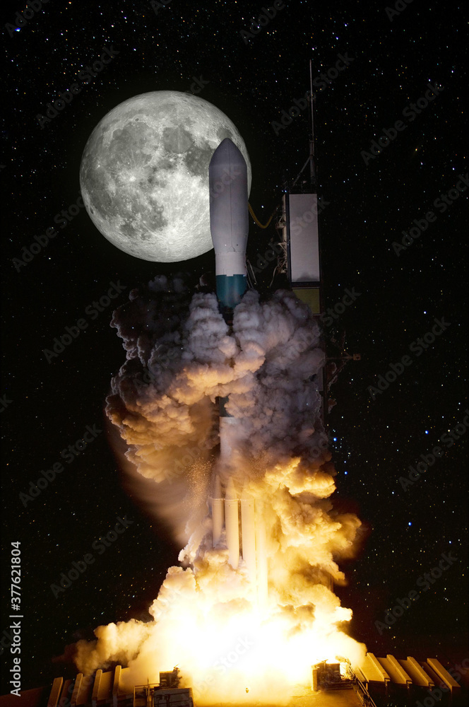 Canvas Prints spacecraft launch to moon. elements of this image furnished by nasa.