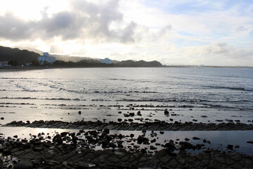 Closeup view of rock formation or Devil's washboard in Aoshima, Miyazaki