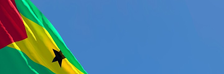 3D rendering of the national flag of Sao Tome And Principe waving in the wind