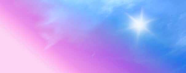 Fantasy on a cloudy sky with clear blue gradient colors and a glass texture as a beautiful natural abstract background