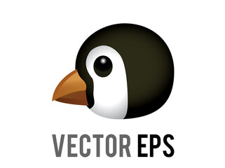Vector head of black penguin emoji icon with white belly, orange month