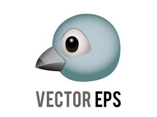 Vector head of blue generic bird, bluebird or cardinal emoji icon with eye and grey month in side view