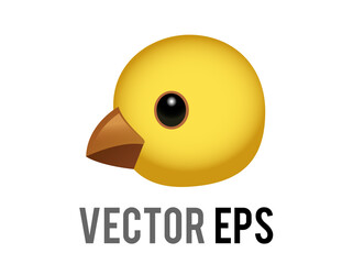 Vector head of yellow baby chicken emoji icon, chick eye and orange month in side view © Andy