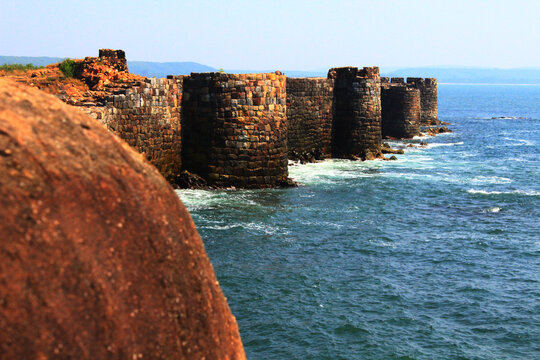 Historical Sindhudurg Fort Built by Chhatrapati Shivaji Maharaj of Maratha  Empire Situated in High Seas of Maharashtra in India Stock Image  Image  of seas empire 157086975