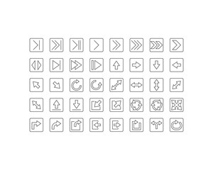 set of arrow thin line icons, 256x256 px