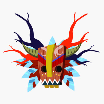 tribal mask clothing illustration design for sale t-shirt poster design banner background vector