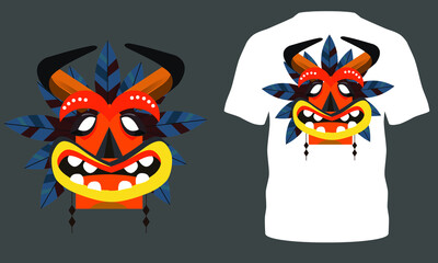tribal mask clothing illustration design for sale t-shirt poster design banner background vector