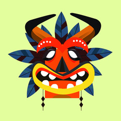 tribal mask clothing illustration design for sale t-shirt poster design banner background vector