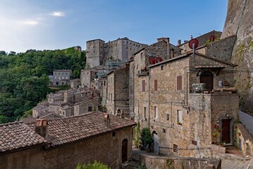 Fototapeta na wymiar Old town of Sorano at the Tuscany Region in Italy 