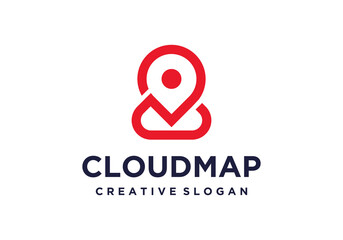 Creative Cloud Pin, Map, Location logo template