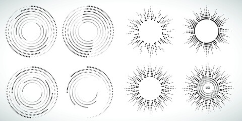 Halftone dots in circle form. round logo . vector dotted frame . design element