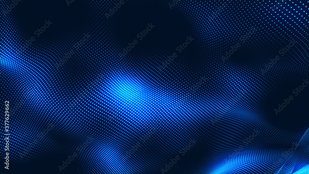 Poster dot white blue wave light screen gradient texture background. abstract technology big data digital b