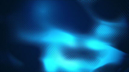 Obraz premium Dot blue wave light screen gradient texture background. Abstract technology big data digital background. 3d rendering.