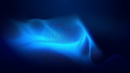 Dot blue wave light screen gradient texture background. Abstract ai technology big data digital background. 3d rendering.