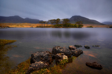 lake in Connemara - a region in the western part of Connacht in Western Ireland.the mountains