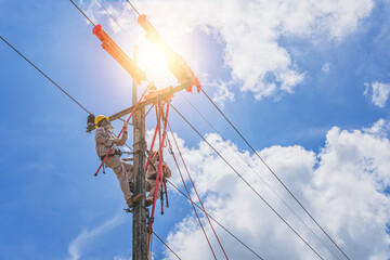 The lineman used tie stick to carve the tie wire used to wrap the electrical wires attached to the damaged high voltage insulator. In order to prepare to replace the damaged equipment