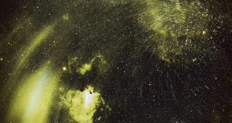 Nebula night starry sky in rainbow colors. Multicolor outer space. Star field and nebula in deep...