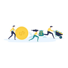 Vector illustration, career growth to success, business, investment management, profit promotion