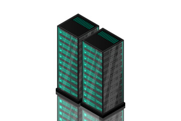 Mainframe, powered server, high technology concept, data center, cloud data storage isometric vector illustration