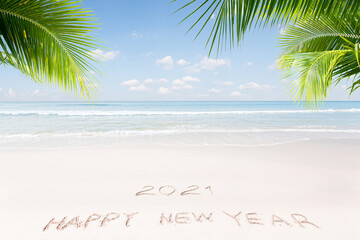 View of nice Christmas and  new year theme  tropical beach 