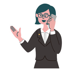 スーツ　女性　メガネ　士業　携帯電話　スマホ　提案
