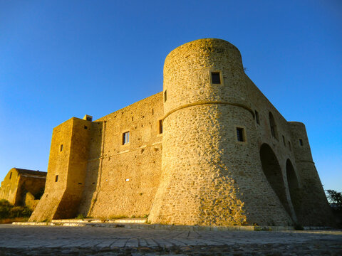 Castle in Bernalda at sundown, Matera district, Basilicata, Italy.