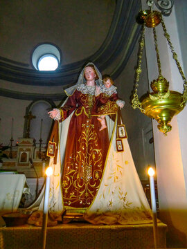 Bernalda, Statue of Holy Mary Addolorata in Madonna del Carmine Church, Matera district, Basilicata, Italy.