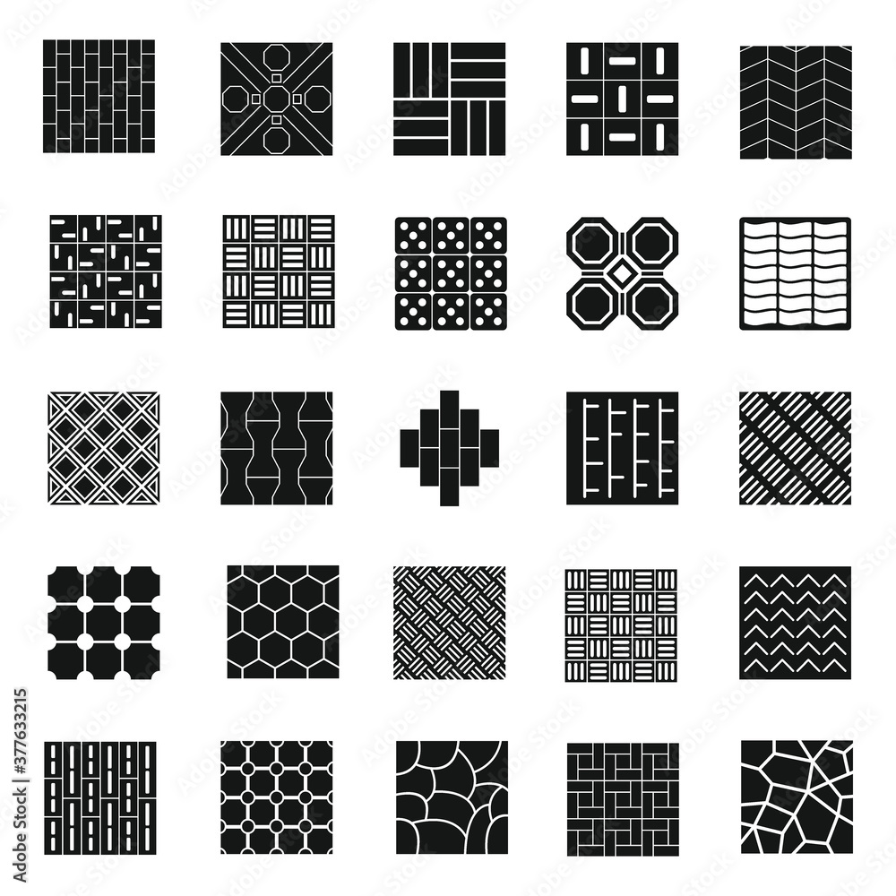 Poster paving icons set. simple set of paving vector icons for web design on white background