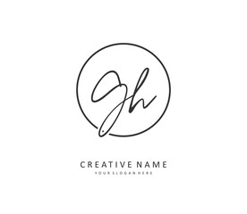 G H GH Initial letter handwriting and signature logo. A concept handwriting initial logo with template element.