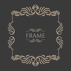 Vintage flourishes ornament swirls lines frame template vector illustration