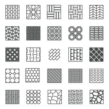 Home paving icons set. Outline set of home paving vector icons for web design isolated on white background