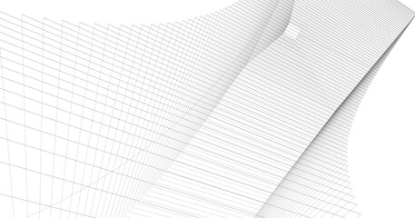 Abstract 3D wireframe architecture, 3D background illustration