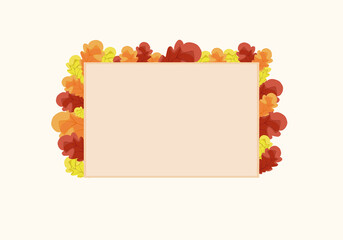 Autumn background and with copy space, vector leaf frame illustration, square frame and fall concept