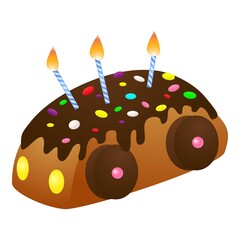 Car birthday cake icon. Cartoon of car birthday cake vector icon for web design isolated on white background